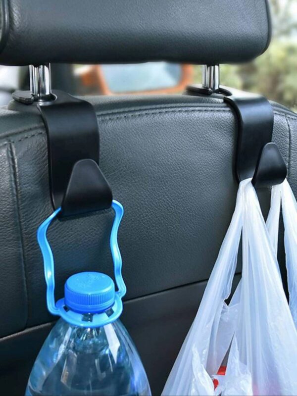 Hian Car Backseat Headrest Hook, Hanger Universal Durable Organiser Space Saver for Handbag, Grocery Bags (Black, Pack of 4) - Image 2