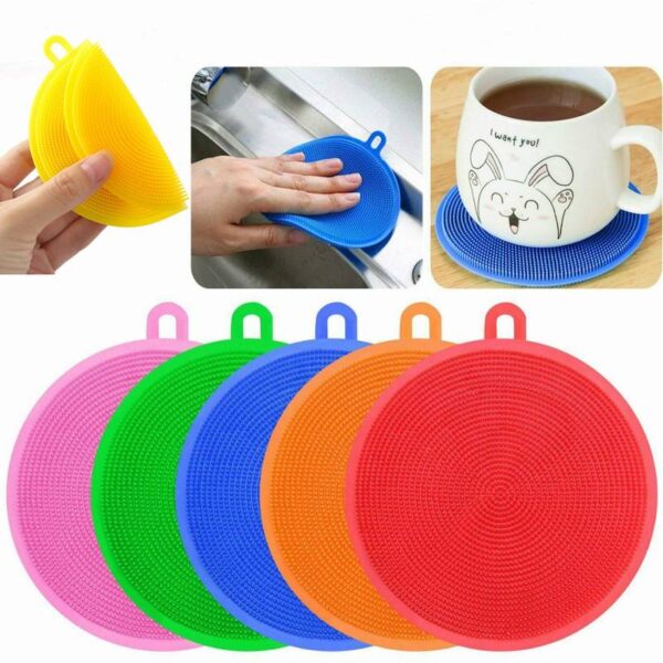 ADICTUM Silicone Scrubber Dishwashing, 100% Food Grade Cooking Dish Washing Sponge Brush-Pot/Pan Dish Bowl/Washing Fruit and Vegetable Washing - 2 Piece - Image 2