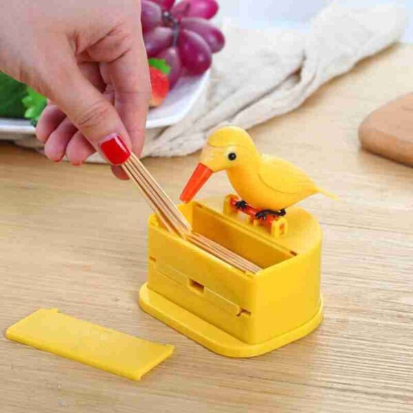 Divyog Cute Bird Toothpick Holder with Toothpick | Automatic Pressing Smart Press & Get Toothpick Dispense - Image 2