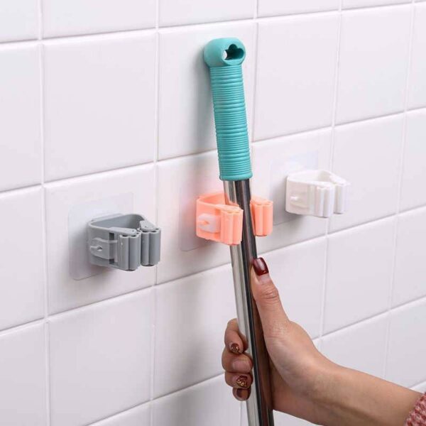 AG E-Com Metal Mop And Broom Holder Wall Mounted, Magic Sticker Series Self Adhesive Broom Organizer Multipurpose Tools Storage Hanging Clip For Kitchen, Bathroom, Laundry Room, Home, Wardrobe - Image 3