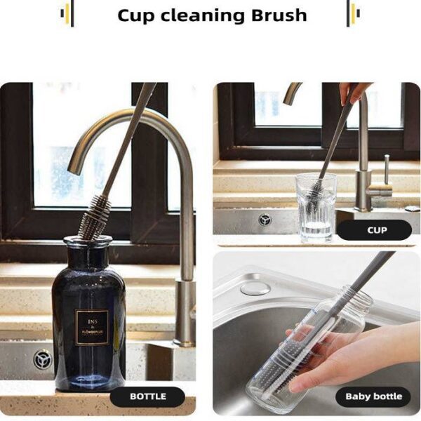 MOROVIK Long Bottle Cleaning Brush for Washing Water Bottle, Narrow Neck Containers, Hydro Flask, Vacuum Sports Bottle, Vase and Glassware (Pack of 1) - Image 2