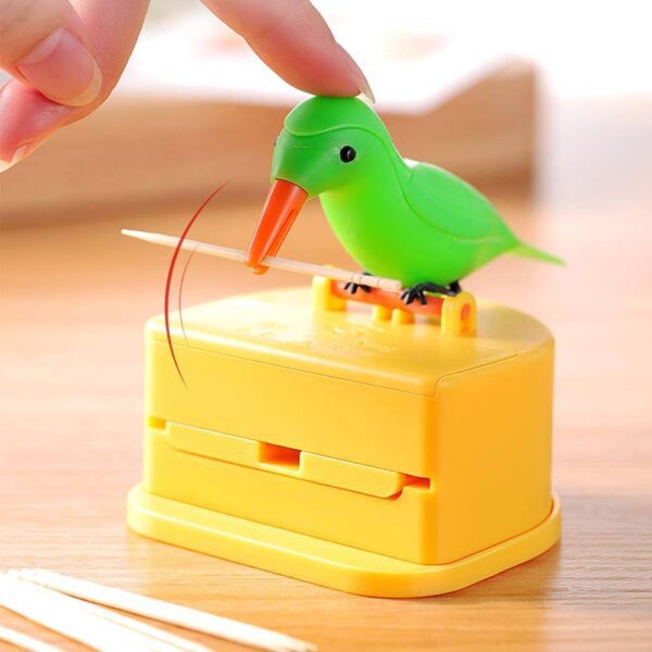 Divyog Cute Bird Toothpick Holder with Toothpick | Automatic Pressing Smart Press & Get Toothpick Dispense - Image 4