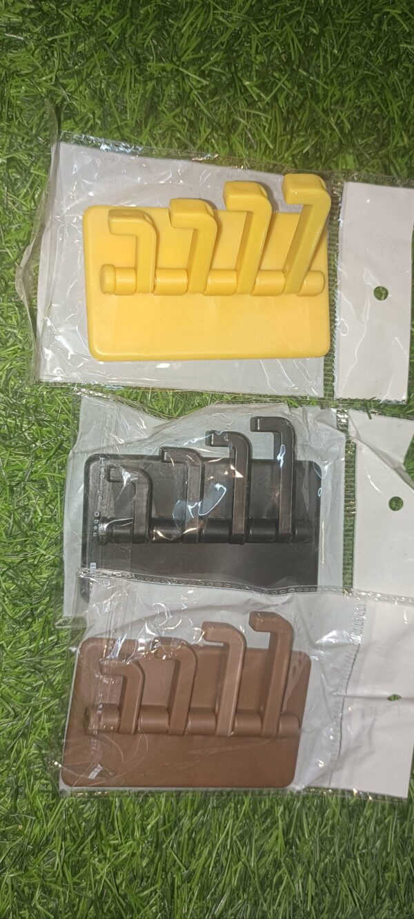 Yelofy Wall Adhesive Hanger - Four Bracket Home Hole-Free Stickers Hook - Strong Load Bearing Key Hanger for Kitchen - Bathroom (Multicolor, Plastic) (4 Hook Rotating Hanger (1Pcs) - Image 2