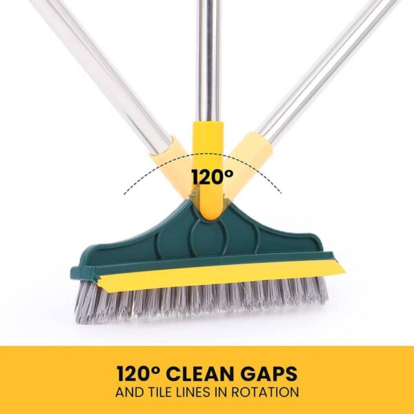 PITO Floor Scrubber - V-Shaped Bristle BathroomWallCleaning Brush – 2-in-1 with Wiper and Removable Head – Stainless Steel Long Handle for Convenient & Easy Sink and Window Sills Cleaning - Image 6