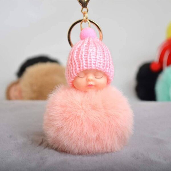 ELECTROPRIME 5B4B Wool Toys Cute Sleeping Doll Keychain Handbag Key Pendant Keyring - Image 3