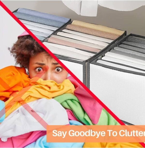 Wardrobe Clothes Organizer, AmasSmile 7 Grids Washable Clear Mesh Closet Organizers and Storage Bins Drawer Dividers for Yoga Pants, Underwear, Leggings, T-shirts(2PCS-Medium&Small) - Image 5