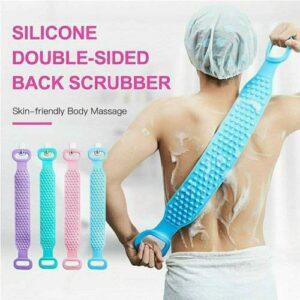 Techicon Silicone Body Scrubber Belt, Double Side Shower Exfoliating Belt Removes Bath Towel, Double Chopping Belt Scrubber Washer for Bath