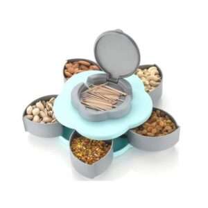 Maverick 5 Compartments Smart Candy Box; Beautiful Tableware Serving Rotating Tray for Dry Fruit, Candy, Snacks & Jewelry Storage Box for Home Kitchen