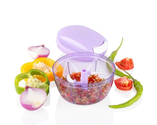 Skuas Vegetable Hand Chopper Round Large (450 ml) Multipurpose Vegetable Chopper, Dry Fruit and Onion Quick Chopper Machine for Kitchen with 3 Stainless Steel Blade and Whisker (Multicolor)