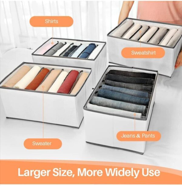 Wardrobe Clothes Organizer, AmasSmile 7 Grids Washable Clear Mesh Closet Organizers and Storage Bins Drawer Dividers for Yoga Pants, Underwear, Leggings, T-shirts(2PCS-Medium&Small) - Image 2