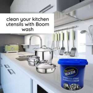 Newvent Boom Wash Stainless Steel cookware Cleaning Paste Utensil cleaner for Burnt Marks, Cookware Cleaner Paste for Pots Pans, Magic Multipurpose Cleaner & Polish (Pack Of 2)