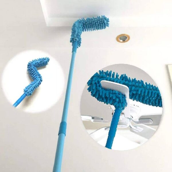 Fan Cleaner Brush with Long Rod Flexible Fan Cleaning Mop Microfiber Dust Cleaner Foldable Duster for Home Cleaning Microfiber Duster for Cleaning of Home, Kitchen, Car, Ceiling (Blue)