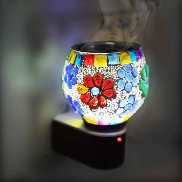 Spefez Kapoor Dani Electrical Camphor Diffuser Glass with On/Off Switch to Toggle Between Burner and Lamp Aroma Burner Electric For Home,Office,Tample-1 Pis(Multi Design)