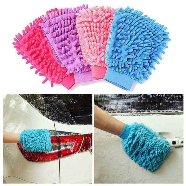 Highly Absorptive Double Sided Microfiber Wash Mitt Hand Gloves, Dust Cleaner Vehicle Washing Multipurpose House Car Glass LCD Cleaning, (Pack of 1) - Image 2