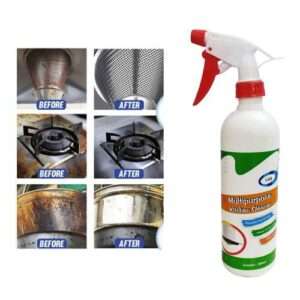 Rushwak Kitchen Cleaner Spray Oil & Grease Stain Remover Stove & Chimney Cleaner Spray Non-Flammable Nontoxic Magic Degreaser Spray for Kitchen Gas Stove Cleaning Spray for Grill & Exhaust Fan (450ml)