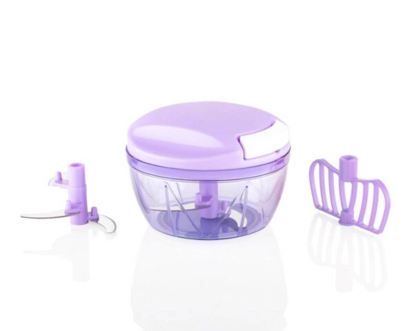 Skuas Vegetable Hand Chopper Round Large (450 ml) Multipurpose Vegetable Chopper, Dry Fruit and Onion Quick Chopper Machine for Kitchen with 3 Stainless Steel Blade and Whisker (Multicolor) - Image 2