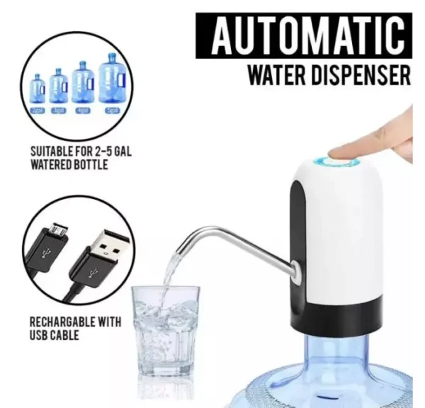Konquer TimeS KTS Automatic Wireless Water Can Dispenser Pump for 20 Litre Bottle Can, White/Black - Image 3