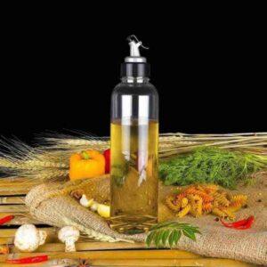 Nexellar Oil Vinegar Dispenser Bottle- Transparent Leak-Proof Plastic Oil Sauce Vinegar Dispenser Bottle, Easy to Flow Food-Grade Plastic Oil Dispenser for Cooking (1000 Ml Bottle) (1)