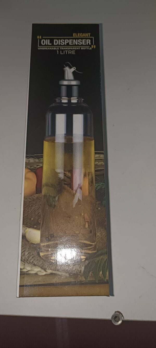 Nexellar Oil Vinegar Dispenser Bottle- Transparent Leak-Proof Plastic Oil Sauce Vinegar Dispenser Bottle, Easy to Flow Food-Grade Plastic Oil Dispenser for Cooking (1000 Ml Bottle) (1) - Image 2