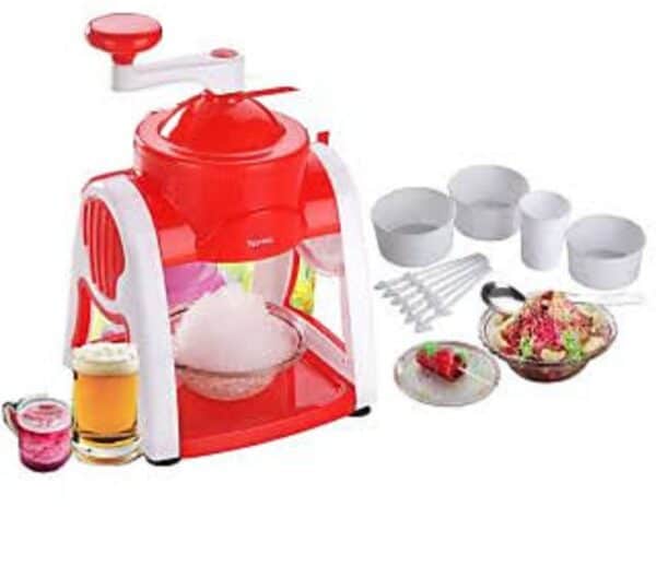 Kuber Industries Ice Gola Slush Maker Ice Snow Maker Machine with 3 Bowl, 1 Glass, 6 Sticks and 1 Dish (Red) - CTKTC31474 - Image 2