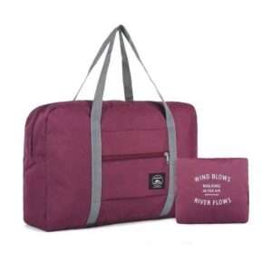 Foldable Travel Bag Tote Lightweight Waterproof Duffel Bag Carry Storage Luggage Portable Folding Bag by VAQM (Foldable Travel Bag for Wine Red)