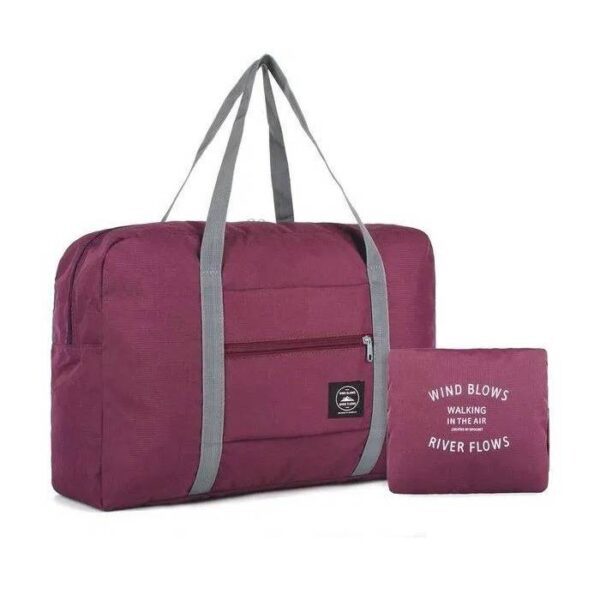 Foldable Travel Bag Tote Lightweight Waterproof Duffel Bag Carry Storage Luggage Portable Folding Bag by VAQM (Foldable Travel Bag for Wine Red)