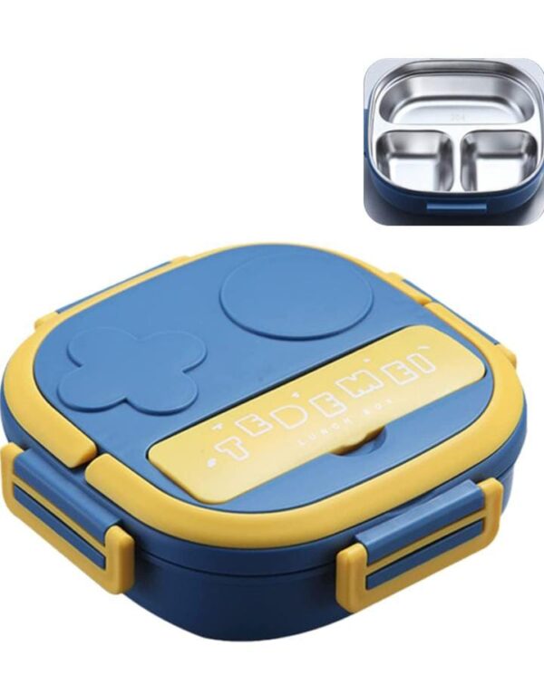 S.S.M India Stainless Steel Lunch Box with Fork 2 Compartment Lunch, Dinner Safe Food Containers Bento Box for Adults & Kids School Office (Blue) - Image 7