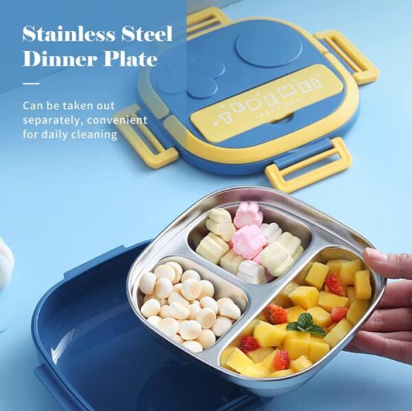S.S.M India Stainless Steel Lunch Box with Fork 2 Compartment Lunch, Dinner Safe Food Containers Bento Box for Adults & Kids School Office (Blue) - Image 8