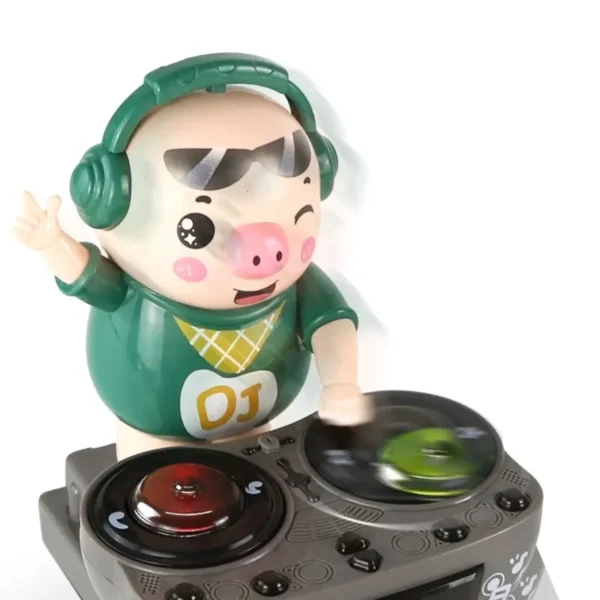 A Mark Collections DJ Rock Pig Light Music Children's Toys, Toy Pigs That Can Dance and Sing, Electric Doll Light Toys, 3 Sound Effects, Waddles and Dances for Kids (Black) - Image 2