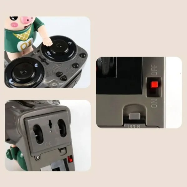 A Mark Collections DJ Rock Pig Light Music Children's Toys, Toy Pigs That Can Dance and Sing, Electric Doll Light Toys, 3 Sound Effects, Waddles and Dances for Kids (Black) - Image 3