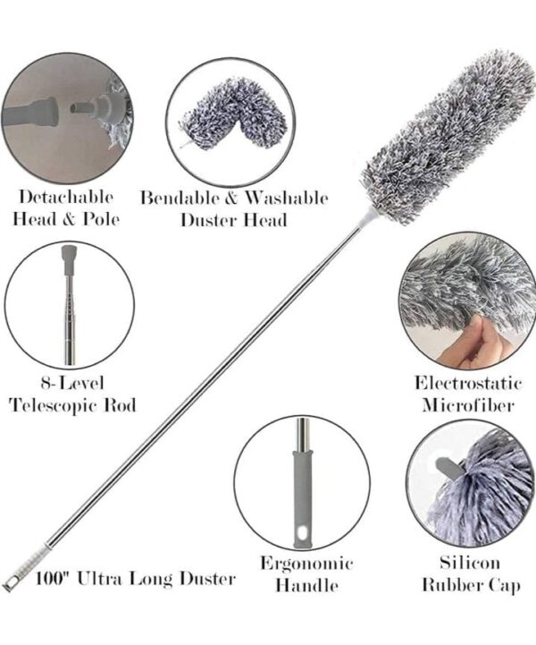 HUBTURE Foldable Microfiber Fan Cleaning Duster Steel Body Flexible Fan mop for Quick and Easy Cleaning of Home, Kitchen, Car, Ceiling, Fan Cleaning Brush with Long Rod (Fan Cleaner) - Image 3