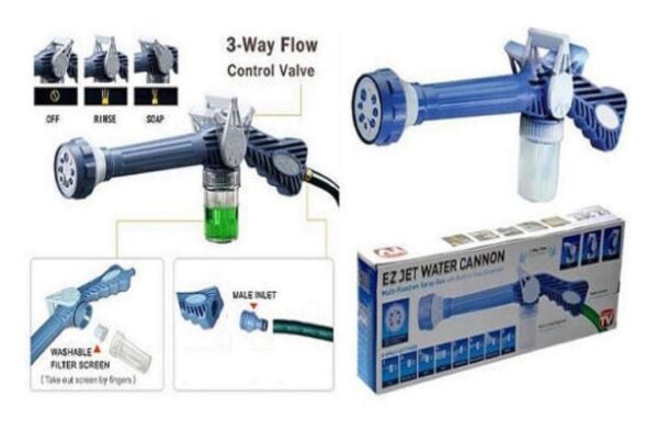 GJSHOP Ez Jet Water Cannon Turbo Sprayer Tool 8 in 1 Water Pressure Spray Gun with Inbuilt Soap Dispenser for Car and Bike Cleaning, Gardening Color-Blue - Image 2