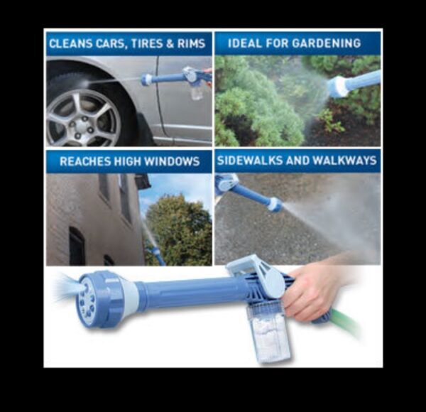 GJSHOP Ez Jet Water Cannon Turbo Sprayer Tool 8 in 1 Water Pressure Spray Gun with Inbuilt Soap Dispenser for Car and Bike Cleaning, Gardening Color-Blue - Image 3