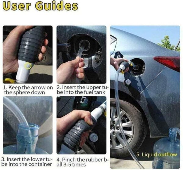 Multi Use Water Oil Fuel Transfer Pump Liquid Pipe Siphon Tool - Car Bike 32' Vinyl Hoses Air Pump - Manual Hand Air Pump Hose - 32 Inch - Image 2