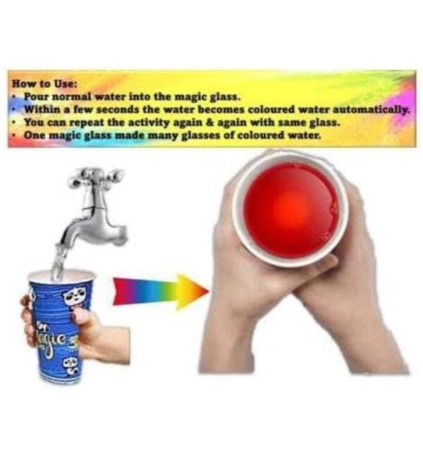 DC Reusable Magic Colour Glass for Holi ,Surprise Other This Holi with Magical Colour Changing ITC Paper Reusable Glass to Covert Normal Water into Food Grade Colourful Water in Second (Multicolour) - Image 3
