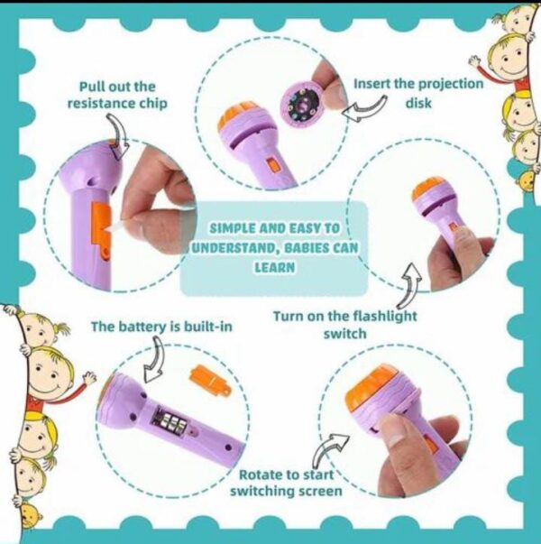 Qshixle Projector Flashlight Torch, Kids Projection Light Toy Education Learning Night Light Before Going to Bed Best Gift for Kids 7 Years boy or Girl Learning and Playing (Flashllight Torch) - Image 5