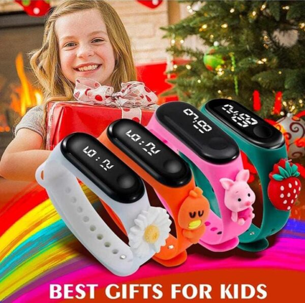 EVOTECH Digital Dial Waterproof Stylish and Fashionable Wrist Smart Watch LED Band for Kids, Rakhi, Colorful Cartoon Character Super Hero for Boys & Girls (Kitty) - Image 3