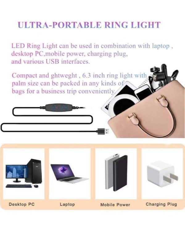 DEVICE OF URBAN INFOTECH 6" LED Video Conferencing Ring Light Clip On Laptop Selfie Ring with 3 Colour Mode 10 Brightness Level for Online Classes Zoom Meetings Interview Live Streaming - Image 4