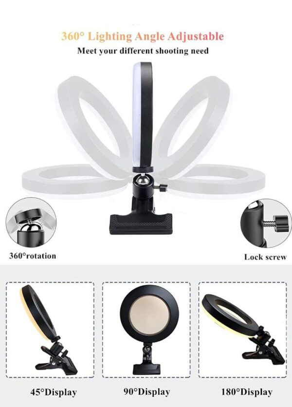 DEVICE OF URBAN INFOTECH 6" LED Video Conferencing Ring Light Clip On Laptop Selfie Ring with 3 Colour Mode 10 Brightness Level for Online Classes Zoom Meetings Interview Live Streaming - Image 5