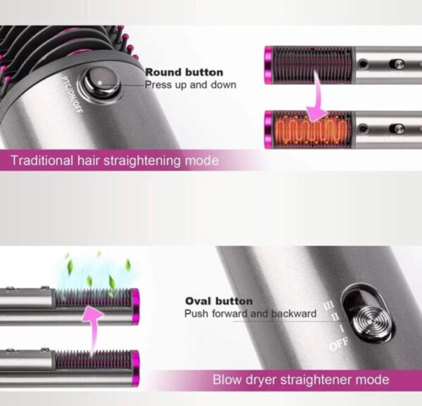 Swype 3 in 1 Multi function Professional Hot Air Blow Brush Fast Hair Dryer And Volumizer Hot Air Styler Brush Electric Heating Straightener Hair Comb Hair styling Tools Hot Air Brush (Multicolor) - Image 4