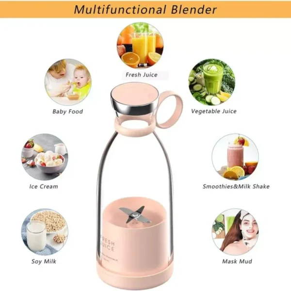 Gaxquly Mini Portable Blender Mixer Smoothie | Fruit Juicer For Sports Travel And Outdoors (Mini Juicer Grinder) (Mini Juicer Grinder) - Image 4