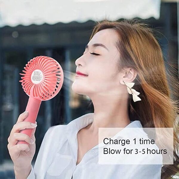 One94Store Mini Portable USB Hand Fan Built-in Rechargeable Battery Operated Summer Cooling Table Fan with Standing Holder Handy Base For Home Office Indoor Outdoor Travel - Image 3