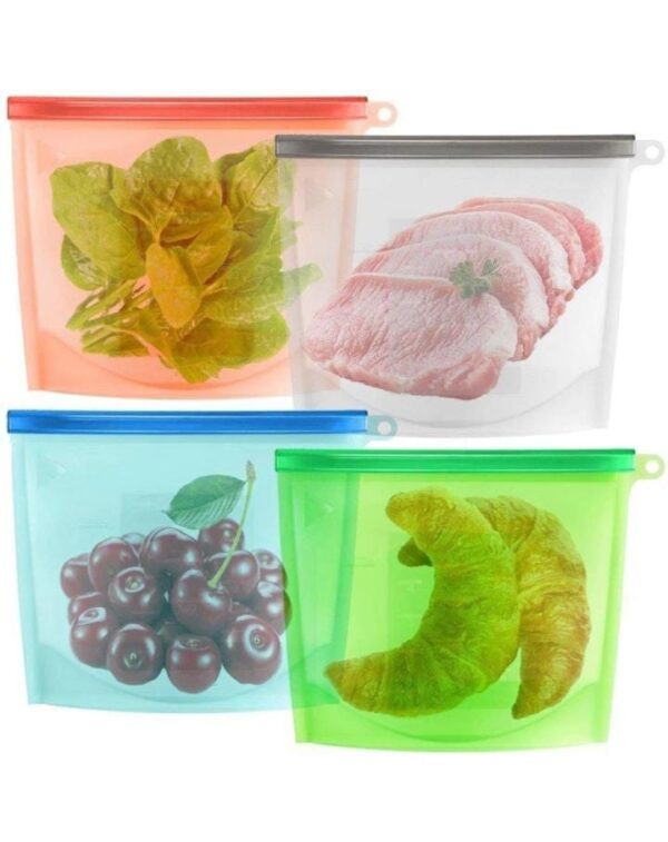 GBEX Silicone Reusable Storage Container,Organizer, Preservation Leak Proof Ziploc Bag for Food,Snack,Vegetable,Meat for Fridge and Microwave Also 1 Liter [3 pcs ] - Image 2