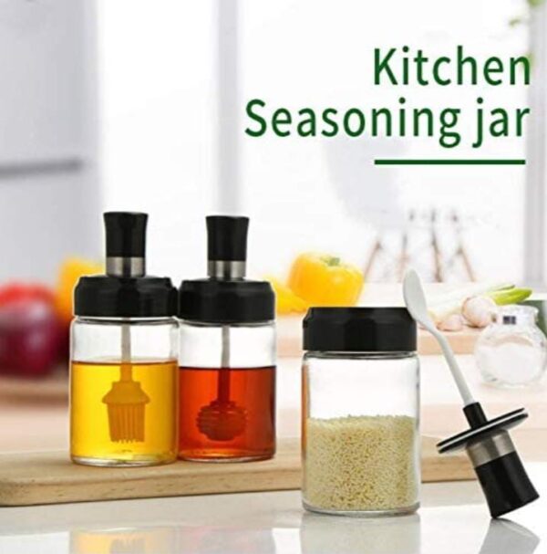 Exotic Mall Kitchen High Borosilicate Glass Food and Pickle Storage Spice Jar With Spoon Storage Spice Salt Sugar Storage Bottle Glass Container Jar 250ml 1-(Spoon Jar) (SPOON, 1) - Image 8