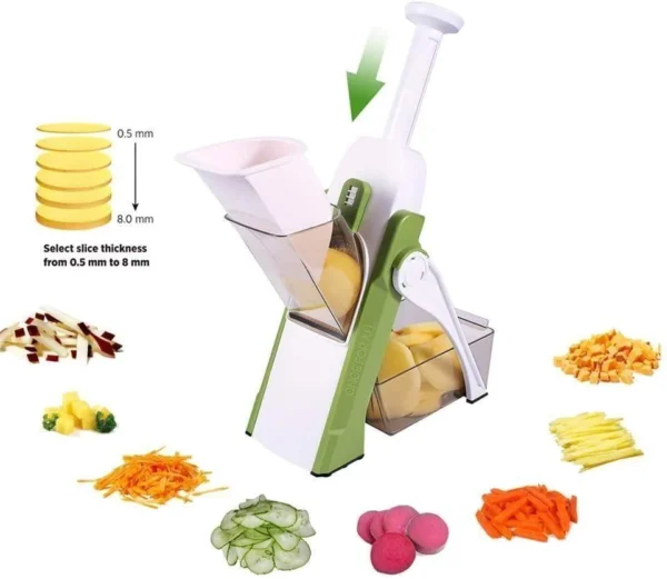BMI Adjustable Slicer with Spring Slicer Safety Holder Ideal Mandoline for Multipurpose Vegetable & Fruit Chopper Cutter Grater Ideal for Potato - Image 2