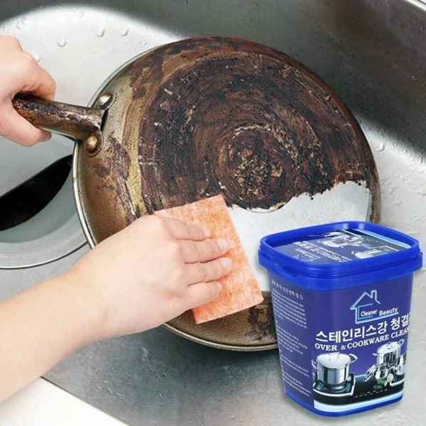 MADHAV Cream Boom Wash Stainless Steel Oven Cookware Cleaner for Removing Tough Stains Rust or Scale, Utensil cleaner for Burnt Marks Cleaner Paste for Pots Pans, Magic Cleaner & Polish (450 gm) - Image 5