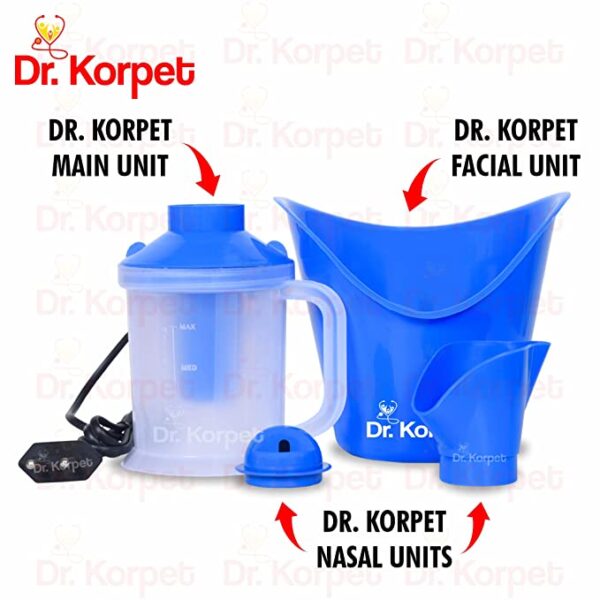 Dr. Korpet 3 in 1 vaporizer steamer for cough,cold and facial, inhaler & steamer for cold and cough - Blue (0.75 meter) - Image 2