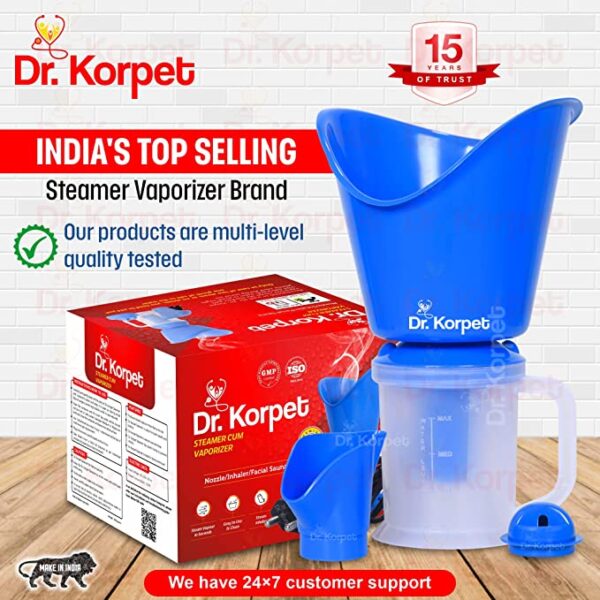 Dr. Korpet 3 in 1 vaporizer steamer for cough,cold and facial, inhaler & steamer for cold and cough - Blue (0.75 meter) - Image 3