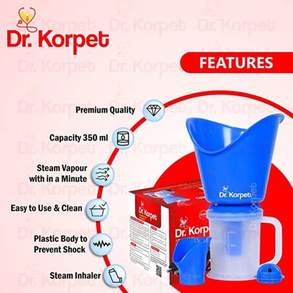 Dr. Korpet 3 in 1 vaporizer steamer for cough,cold and facial, inhaler & steamer for cold and cough - Blue (0.75 meter) - Image 5