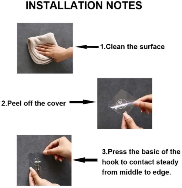 Misamo Enterprise PVC Wall Hooks, Pack of 10, Transparent - Image 5